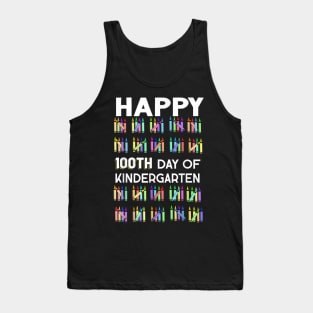 Crayons Happy 100 Days Of Kindergarten For Teacher Student Tank Top